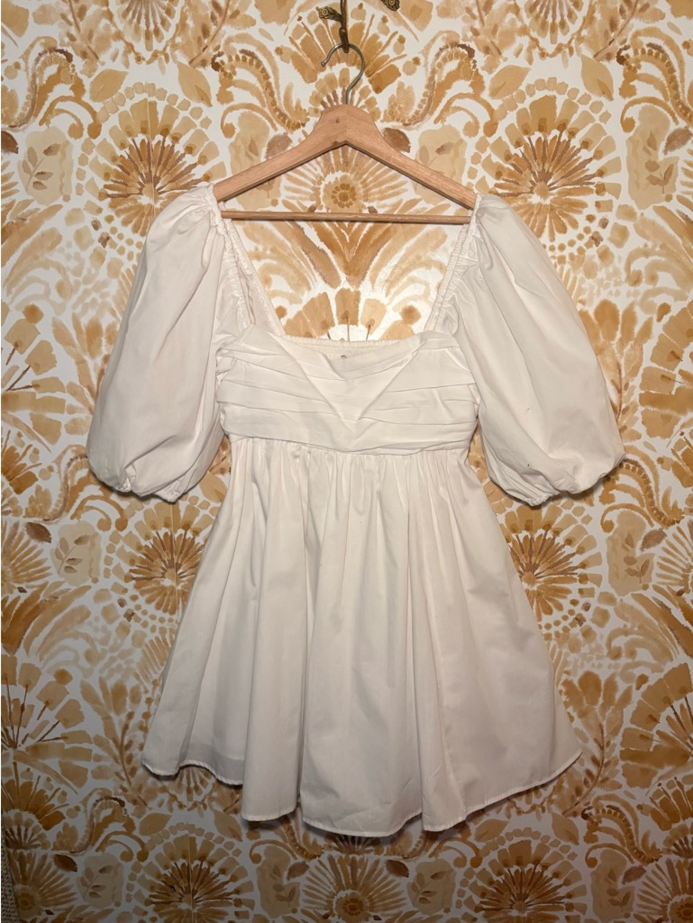 Abercrombie & Fitch Romantic Cottagecore Puff Sleeve Mini Dress /White Small - Picture 5 of 6